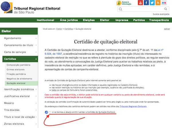 Certidão de Quitação Eleitoral Online